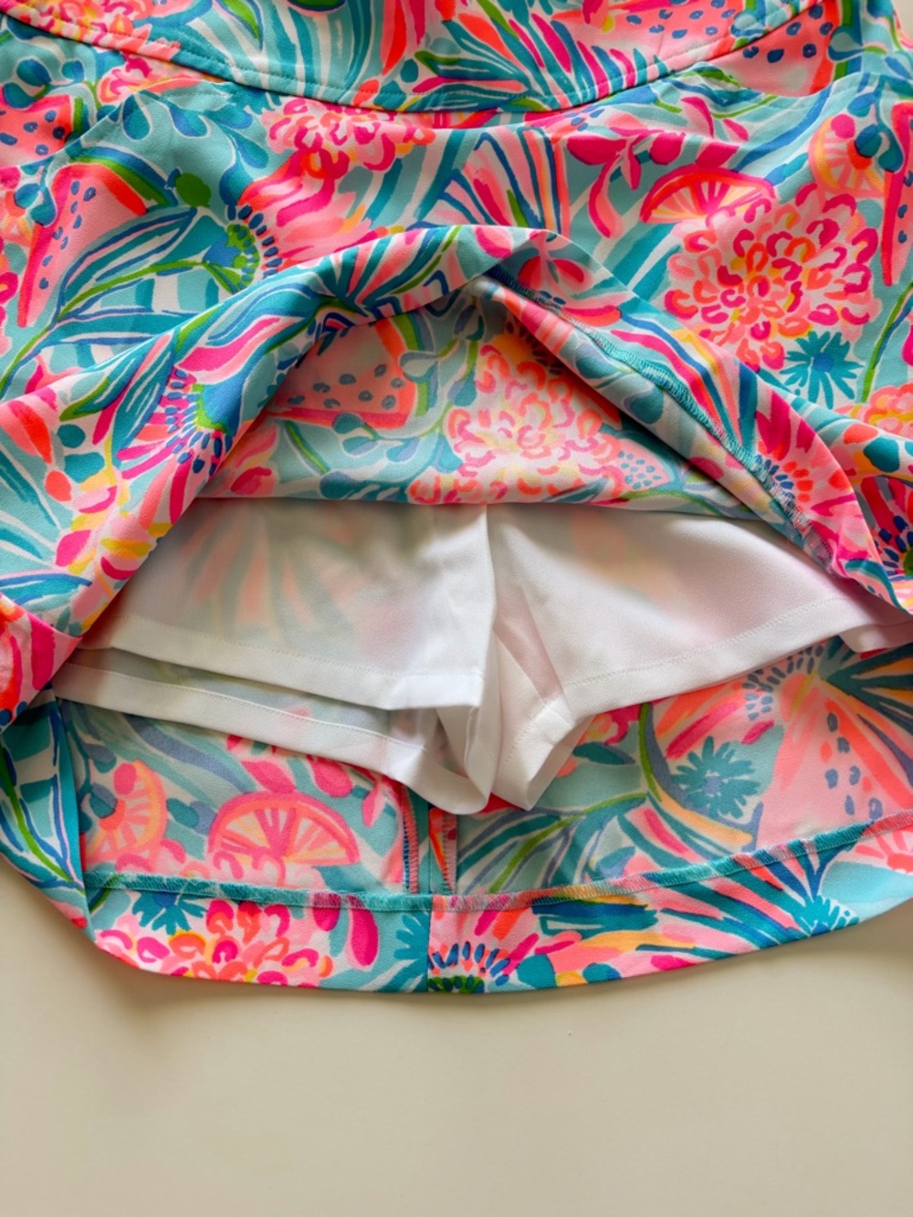 Lilly Pulitzer Tropical Floral Mini Skirt - Pink & Teal & Blue - Picture 6 of 9